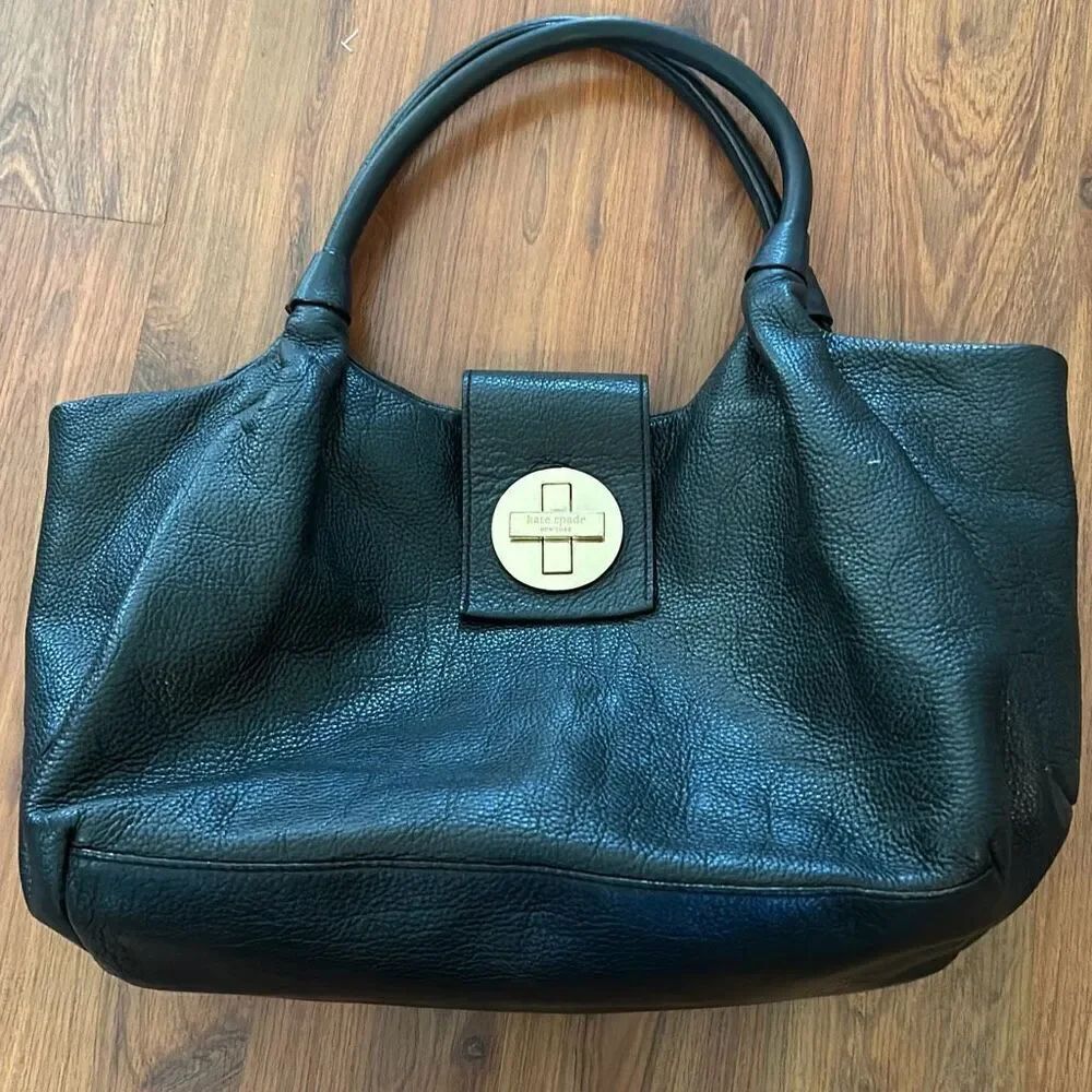 Kate Spade Bexley black leather hobo handbag with gold hardware